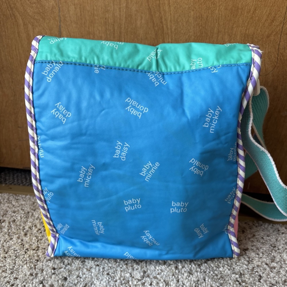 Vintage 90s DISNEY BABIES Baby Mickey Mouse Diaper Bag Vinyl Tote Teal White - Picture 3 of 10